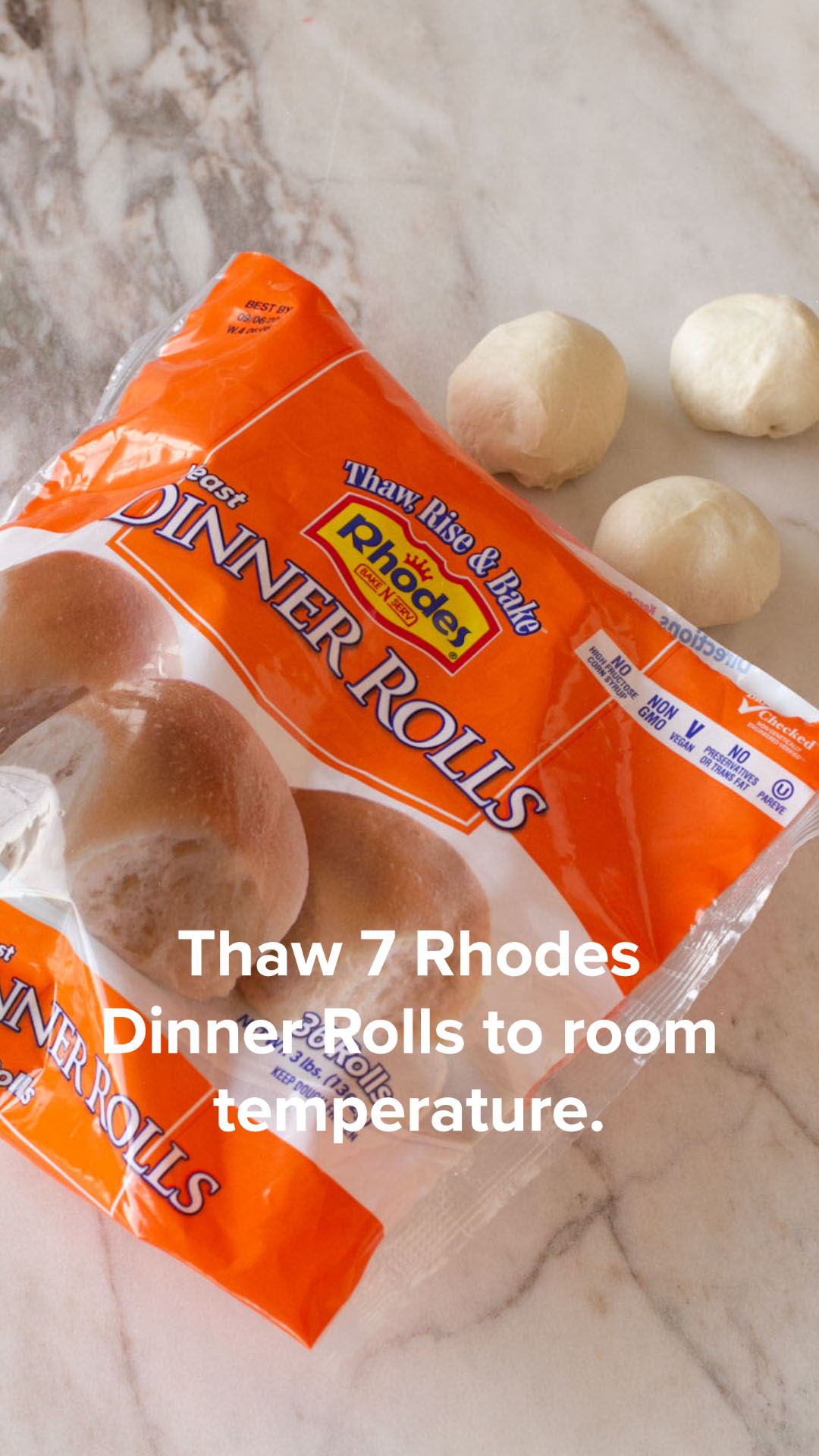 Package of Dinner Rolls on counter.