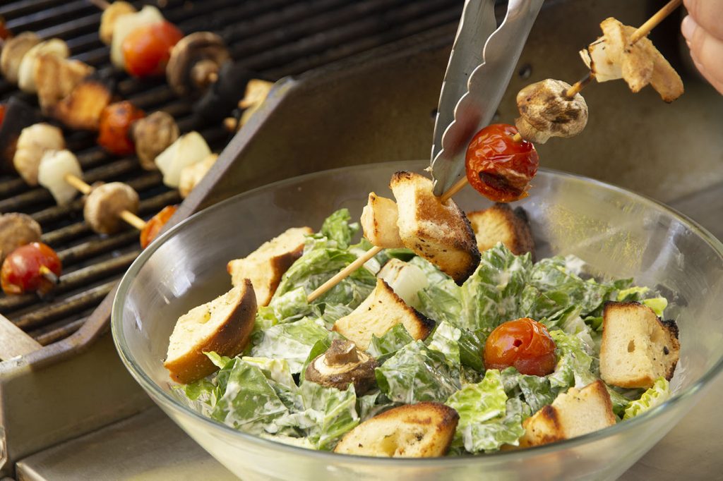 A new take on an old classic, elevate your caesar salad with fun and simple skewers.
