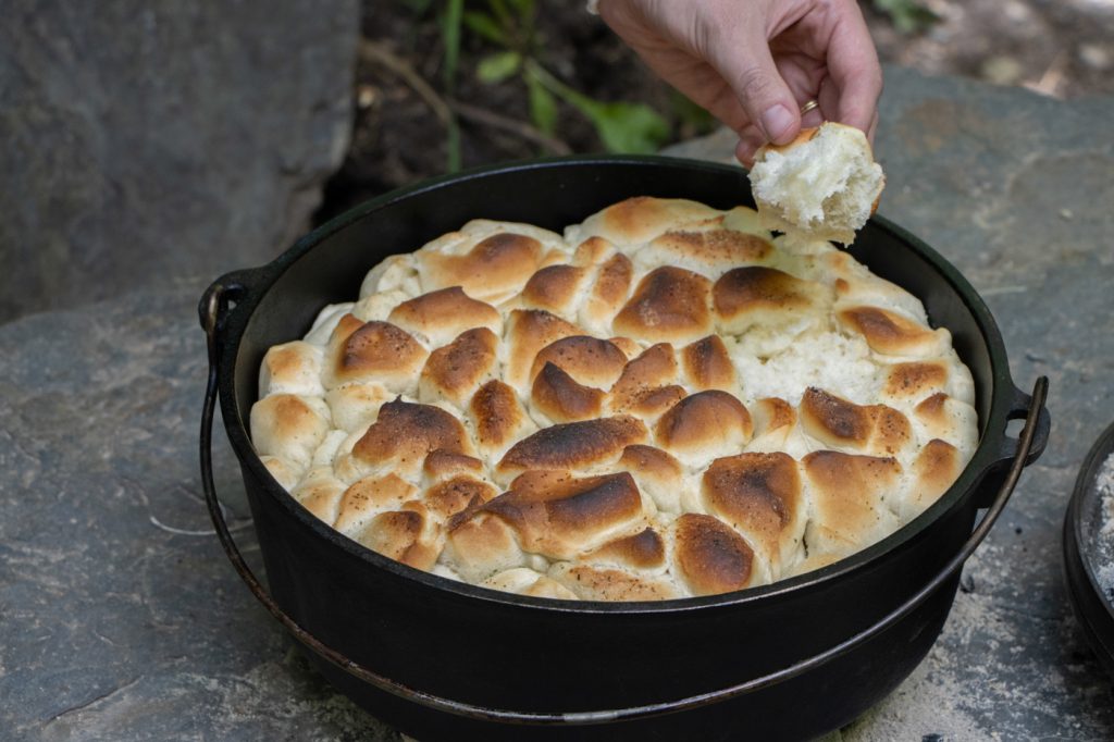 Nothing better than a Dutch Oven filled with bread, butter, and garlic.
