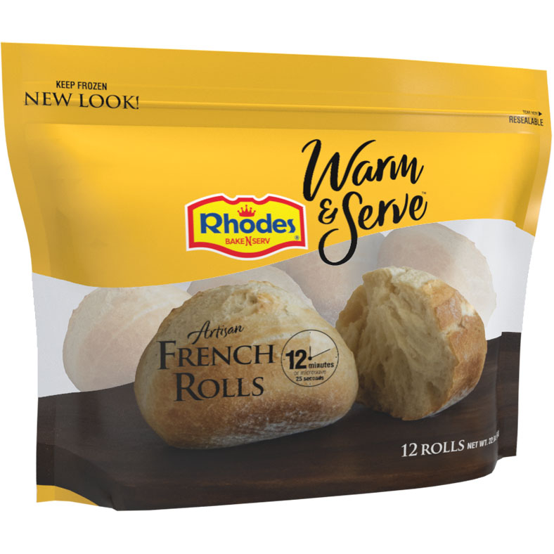 A package of Warm & Serve Artisan French Rolls.