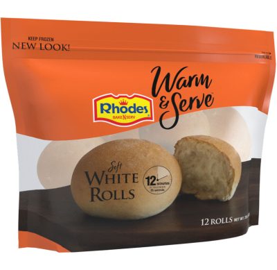 A package of Warm & Serve Soft White Rolls.
